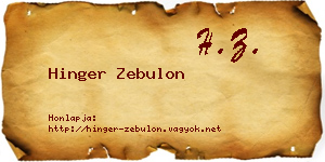 Hinger Zebulon névjegykártya